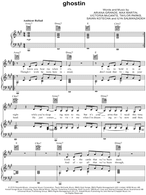 único ayer abrigo Ariana Grande "ghostin" Sheet Music in A Major (transposable) - Download &  Print - SKU: MN0195295