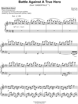 Sheet Music Boss Battle Against A True Hero Sheet Music Piano Solo In F Minor Download Print Sku Mn