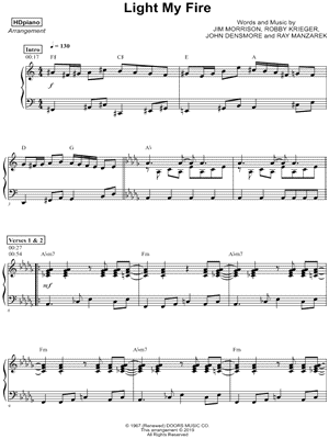 Hdpiano Light My Fire Sheet Music Piano Solo In C Major Download Print Sku Mn