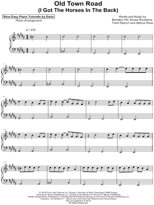Dario D Aversa Old Town Road Easy Sheet Music Piano Solo In