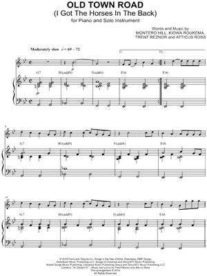 Old Town Road - Piano Accompaniment Sheet Music by Lil Nas X - Instrumental...