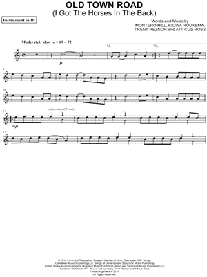 Clarinet Sheet Music Downloads Musicnotes Com - old town road bb instrument