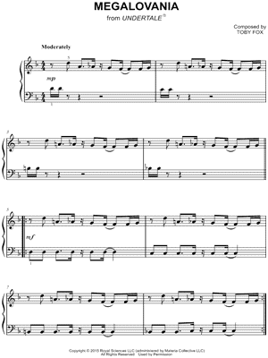 Megalovania Sheet Music Easy