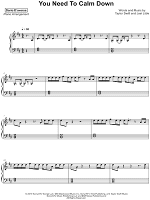 You Need To Calm Down Sheet Music 12 Arrangements