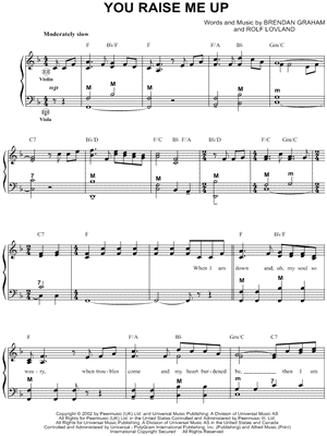 You Raise Me Up Sheet Music by Josh Groban - for Accordion with Vocal/Chords
