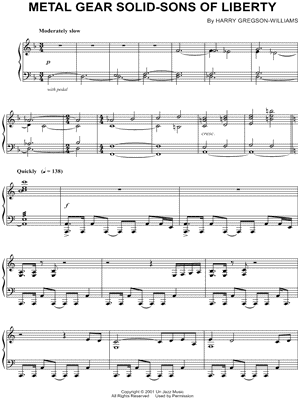 Metal Gear Solid 2: Sons of Liberty Sheet Music from Metal Gear Solid 2: Sons of Liberty - Piano Solo