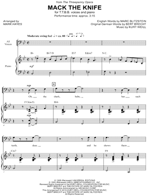 Mark Hayes - Mack the Knife - (from The Threepenny Opera) - Sheet Music (Digital Download)