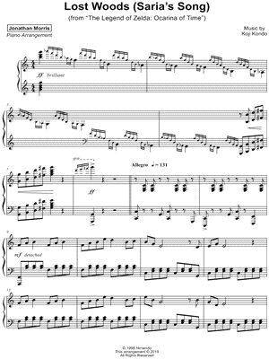 The Legend of Zelda™: Ocarina of Time™: Lost Woods (Saria's Song)"  Sheet Music for Easy Piano - Sheet Music Now