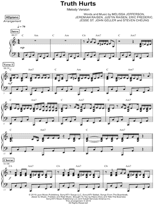 Lizzo Truth Hurts Piano Notes