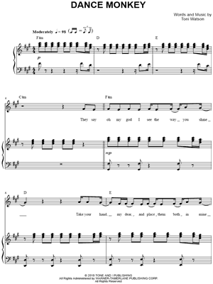 Tones And I Dance Monkey Sheet Music In F Minor Transposable