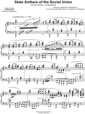 Leiki Ueda "State Anthem of the Soviet Union" Sheet Music (Piano Solo) in Eb Major - & Print - SKU: MN0200397