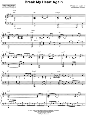 The Theorist Break My Heart Again Sheet Music Piano Solo In E Minor Download Print Sku Mn0200408 - ðððð ððð²ðºð roblox