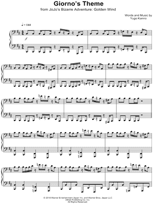 JoJo's Bizarre Adventure Golden Wind OST:Giorno's theme Sheet music for  Piano (Solo)