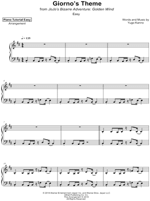 JoJo's Bizarre Adventure Golden Wind OST:Giorno's theme Sheet music for  Piano (Solo)