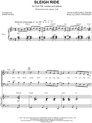 Mark Hayes - Sleigh Ride - Sheet Music (Digital Download)