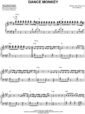 Easypianotube Dance Monkey Sheet Music Piano Solo In F Minor