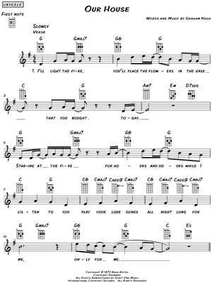 Our House Sheet Music by Crosby Stills Nash & Young - Ukulele Leadsheet