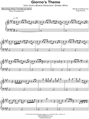 JoJo's Bizarre Adventure Golden Wind OST:Giorno's theme Sheet music for  Piano (Solo)