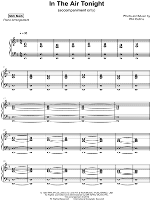 In The Air Tonight Sheet Music | Phil Collins | Guitar Chords/Lyrics