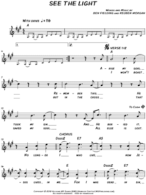 Hillsong Worship See The Light Sheet Music Leadsheet In A