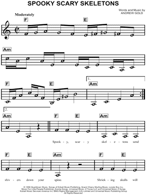 Spooky Scary Skeletons Sheet Music by Andrew Gold - Beginner Notes