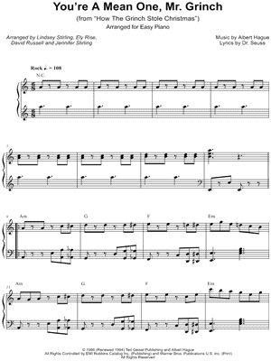 You're a Mean One, Mr. Grinch Sheet Music by Lindsey Stirling feat. Sabrina Carpenter - Easy Piano