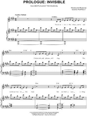 Eddie Perfect - Prologue: Invisible - (from Beetlejuice the Musical) - Sheet Music (Digital Download)