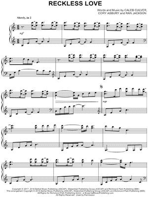 Reckless Love Sheet Music by Cory Asbury - Piano Solo