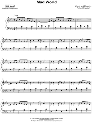 Mad World Sheet music for Piano, Violin (Solo)