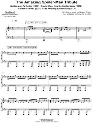Atinpiano The Amazing Spider Man Tribute Sheet Music Piano Solo In D Minor Download Print Sku Mn0204629