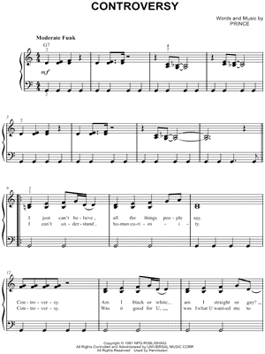 Controversy Sheet Music by Prince - Easy Piano