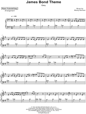 Piano Tutorial Easy - The James Bond Theme [easy] - Sheet Music (Digital Download)