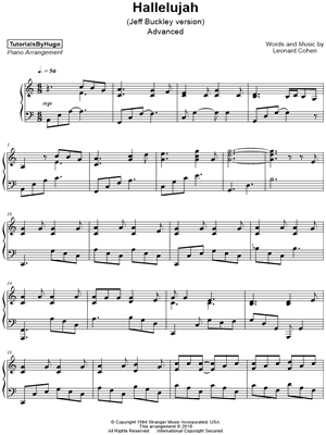 hallelujah sheet music vocal Hallelujah coolsheetmusic