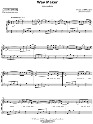 Way Maker Sheet Music - 35 Arrangements Available Instantly - Musicnotes