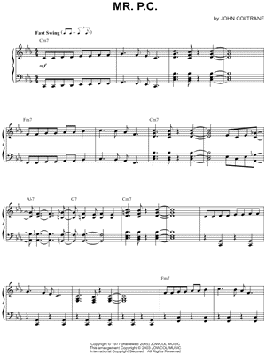 John Coltrane Mr P C Sheet Music Piano Solo In C Minor Download Print Sku Mn