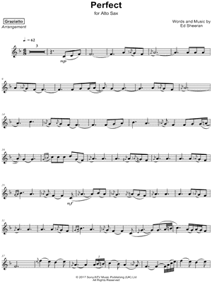 Ed Sheeran Alto Sax & Piano Sheet Music Single Perfect