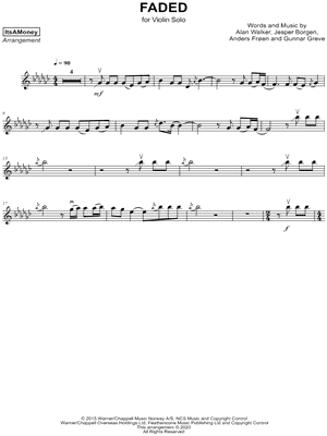 Itsamoney Faded Sheet Music Violin Solo In Eb Minor Download Print Sku Mn