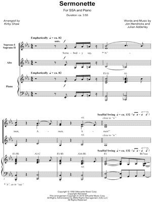 Sermonette - 5 Prints Sheet Music by Kirby Shaw - SSA Choir + Piano