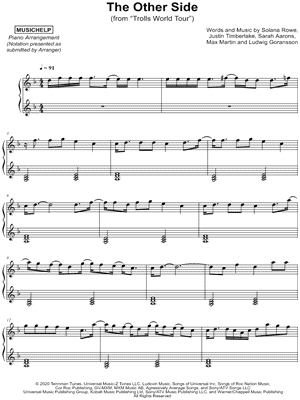 MUSICHELP - The Other Side - (from Trolls World Tour) - Sheet Music (Digital Download)