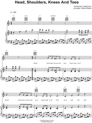 Traditional - Head, Shoulders, Knees and Toes - Sheet Music (Digital Download)