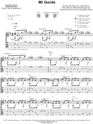 Andrew Foy - Mi Gente - Sheet Music (Digital Download)