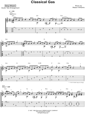 Daryl Shawn - Classical Gas - Sheet Music (Digital Download)