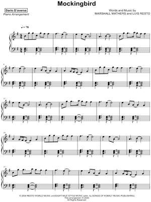 Song Mockingbird by Eminem worksheet