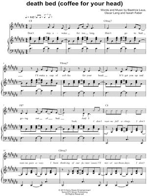 Powfu Feat Beebadoobee Death Bed Coffee For Your Head Sheet Music In C Major Transposable Download Print Sku Mn