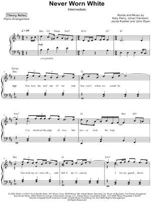 Theory Notes - Never Worn White [intermediate] - Sheet Music (Digital Download)
