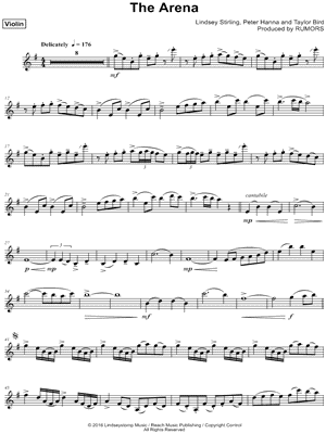 Lindsey Stirling The Arena Sheet Music Violin Solo In E Minor Download Print Sku Mn0210988