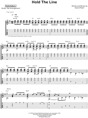 Hold The Line (Easy Guitar) - Print Sheet Music Now