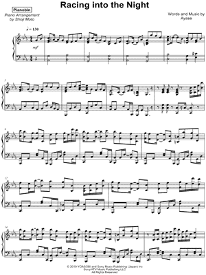 Racing into the Night Sheet Music by Pianobin - Piano Solo. into th...