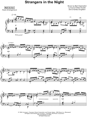 Strangers In The Night, (easy) sheet music for piano solo (PDF)