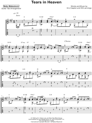 Tears In Heaven sheet music for voice, piano or guitar (PDF)